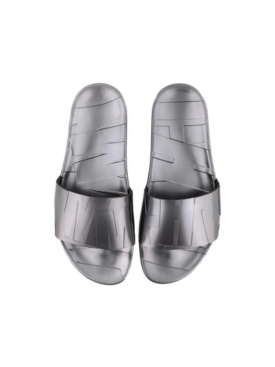 Shop Jimmy Choo Rey Slide Sandals In Gunmetal