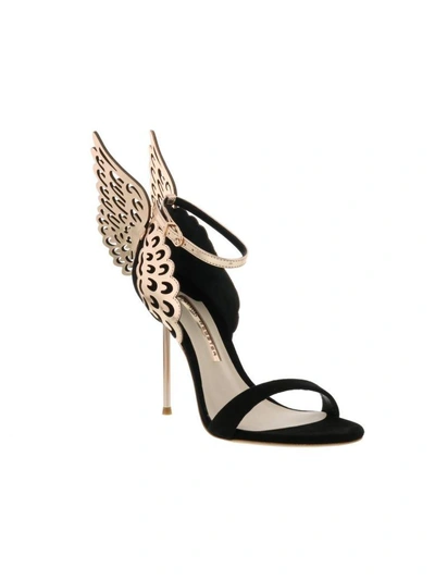 Shop Sophia Webster Evangeline Pump Sandals In Black Rose Gold