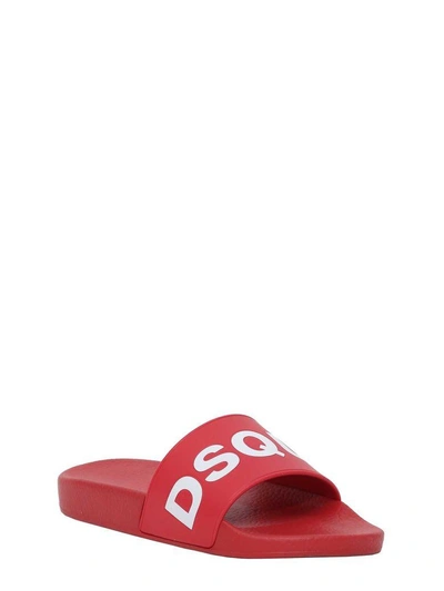 Shop Dsquared2 Rubber Slide In Rosso-bianco