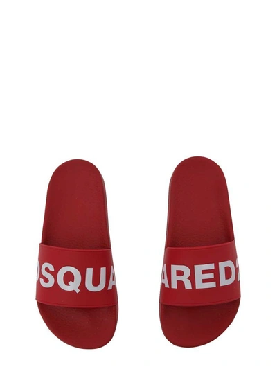 Shop Dsquared2 Rubber Slide In Rosso-bianco