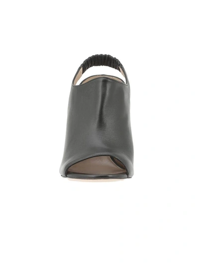 Shop Stuart Weitzman Leather Sandal In Ebony Smooth Nappa