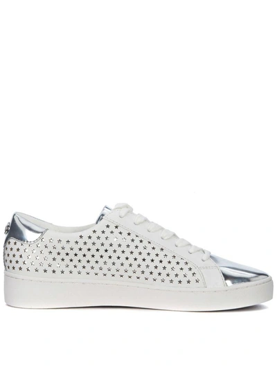 Shop Michael Kors Irving White And Silver Sneaker With Micro Stars In Bianco