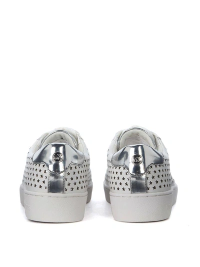 Shop Michael Kors Irving White And Silver Sneaker With Micro Stars In Bianco