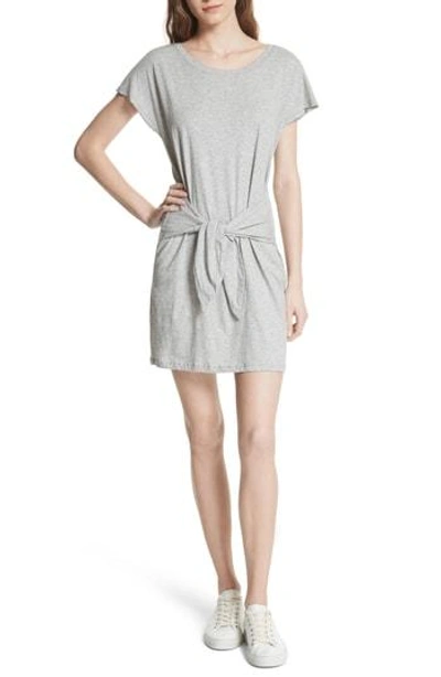 Shop Joie Alyra Tie Waist Cotton T-shirt Dress In Heather Grey