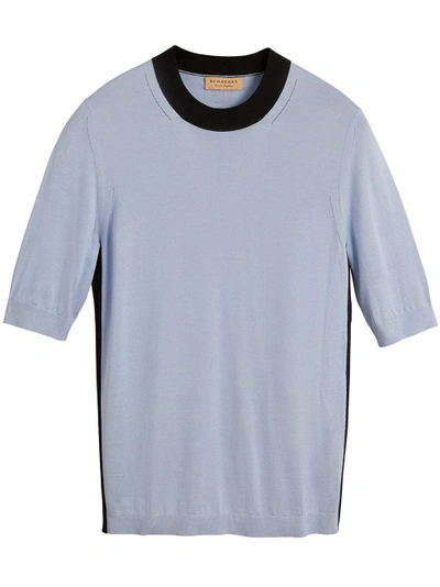 Shop Burberry Silk Cashmere T-shirt - Blue