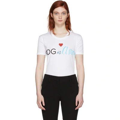 Shop Dolce & Gabbana White 'dg Is Amore' T-shirt In Hwr04 White