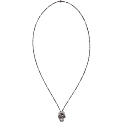 Shop Alexander Mcqueen Silver Divided Skull Necklace In 0446 Silver