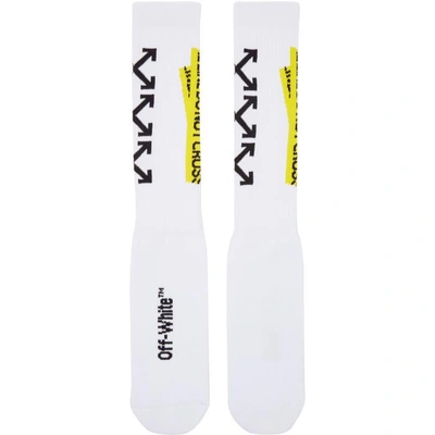 Shop Off-white White Firetape Socks In Wht/yellow