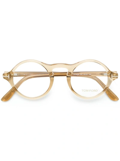 Shop Tom Ford Eyewear Round Frame Glasses - Neutrals