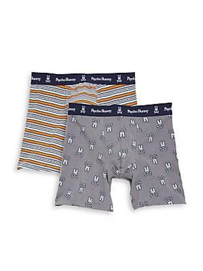 Shop Psycho Bunny Two-pack Stretch Cotton Boxer Briefs In Grey