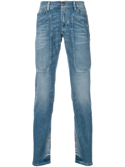 Shop Jeckerson Patch Detail Straight Leg Jeans