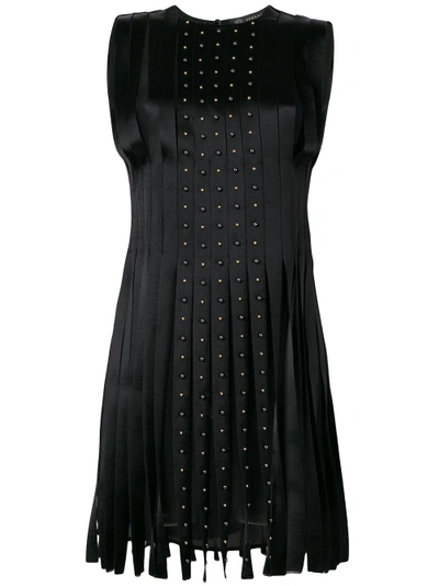 Shop Versace Pleated Studded Dress - Black