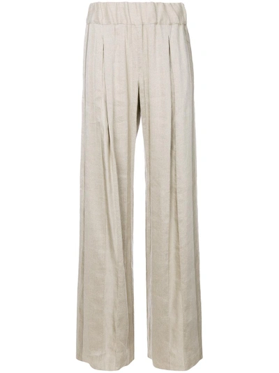 Shop Giorgio Armani Pleated Wide-leg Trousers