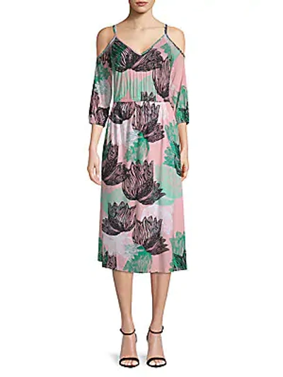 Shop Rachel Pally Ariana Floral Cold-shoulder Midi Dress In Agave Print