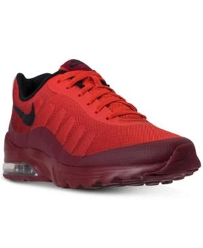 Shop Nike Men's Air Max Invigor Print Running Sneakers From Finish Line In Habanero Red/black-team R