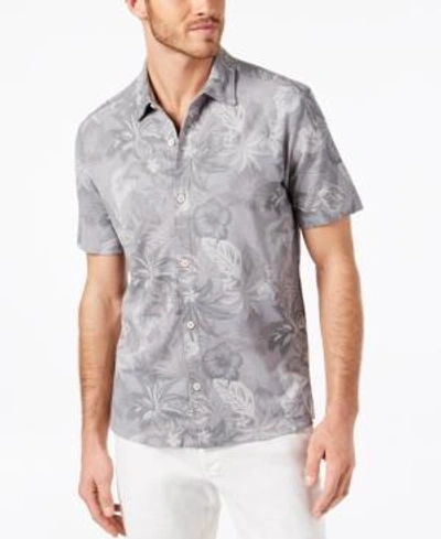 Shop Tommy Bahama Men's Fuego Floral Print Knit Camp Shirt In Iced Slate