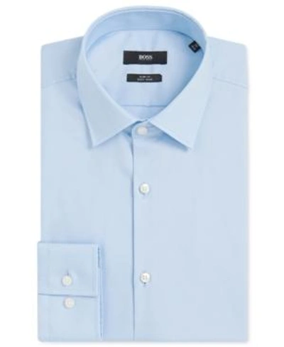 Shop Hugo Boss Boss Men's Slim-fit Easy-iron Cotton Dress Shirt In Lightpastelblue