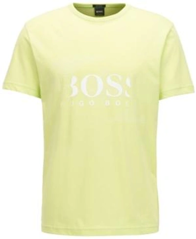 Shop Hugo Boss Boss Men's Logo Graphic Cotton T-shirt In Yellow