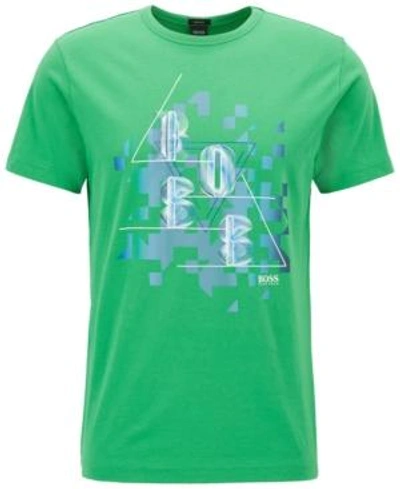 Shop Hugo Boss Boss Men's Cotton Graphic T-shirt In Green
