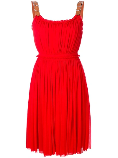 Shop Alexander Mcqueen Gathered Short Dress In Red