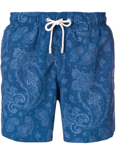 Shop Mc2 Saint Barth Paisley Print Swim Shorts In Blue
