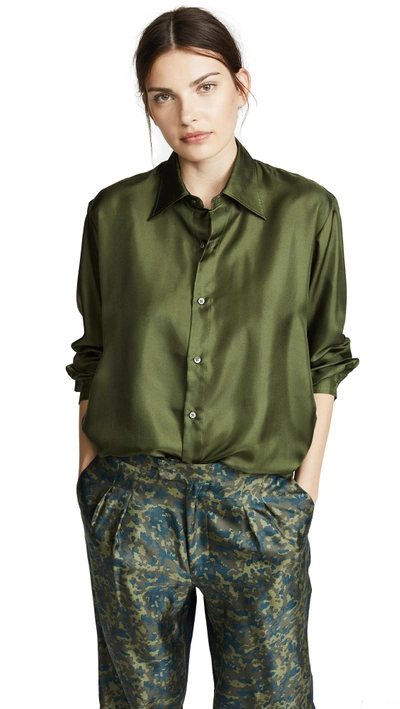 Shop La Prestic Ouiston Aligre Button Down Top In Green/black