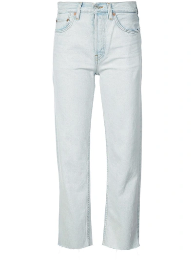 Shop Re/done High-waisted Cropped Jeans - Blue