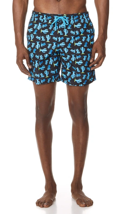 Shop Sundek Cactus Swim Trunks In Black