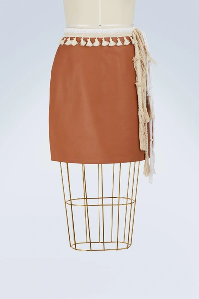 Shop Loewe Short Skirt In Tan