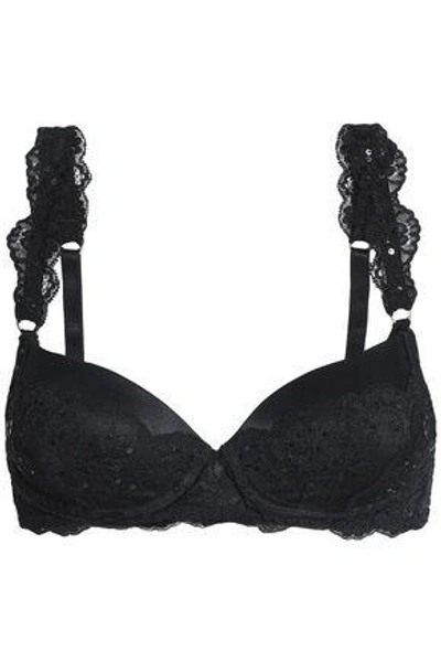 Shop Stella Mccartney Woman Lace And Satin Push-up Bra Black