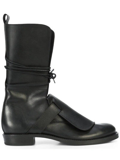 Shop Ann Demeulemeester Lace-up Mid-calf Boots - Black