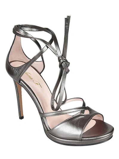 Shop Anna F Tie Around Sandals In Silver