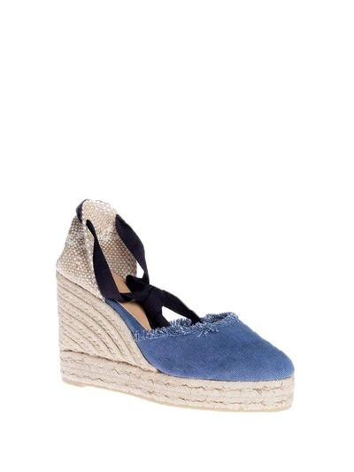 Shop Castaã±er Castaner Castañer Fringed Wedge Espadrillas In Blue