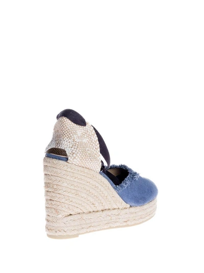 Shop Castaã±er Castaner Castañer Fringed Wedge Espadrillas In Blue