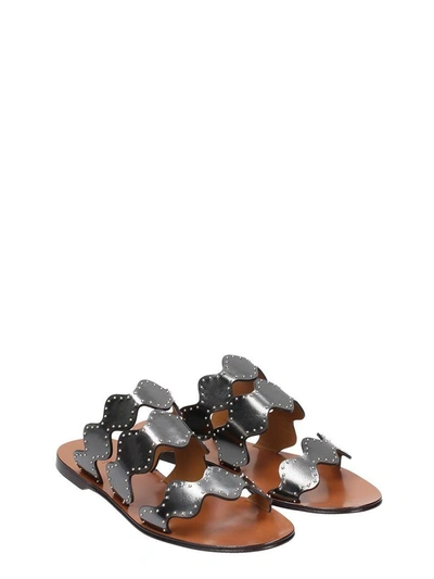 Shop Chloé Silver Leather Flat Sandals
