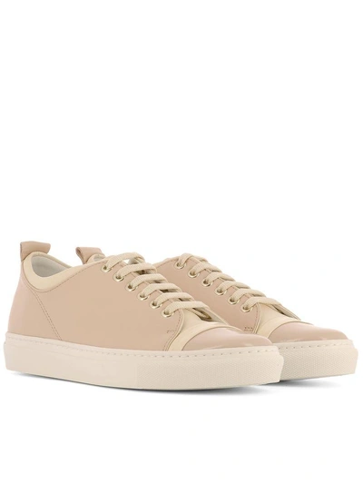 Shop Lanvin Pink Leather Sneakers