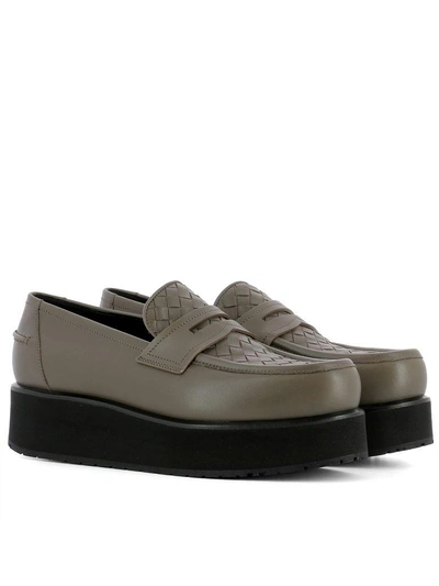 Shop Bottega Veneta Brown Leather Loafers