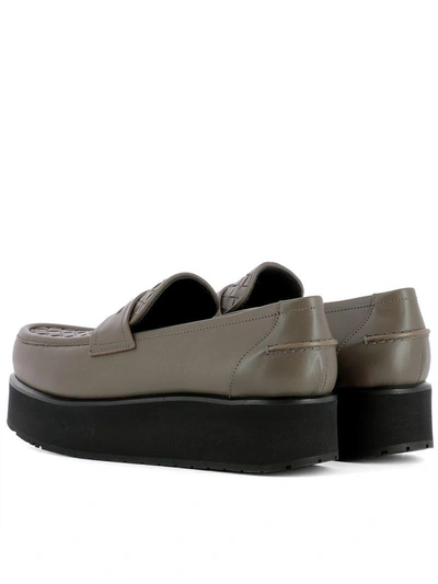 Shop Bottega Veneta Brown Leather Loafers