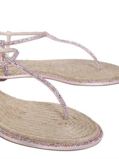 Shop René Caovilla Satin Sandals In Rosa