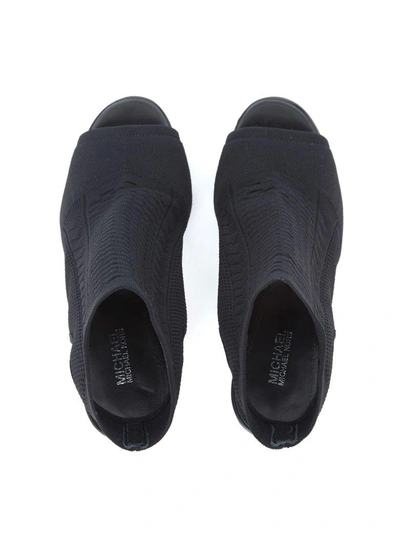 Shop Michael Kors Tyra Black Fabric Heeled Sandal In Nero