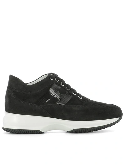 Shop Hogan Black Suede Sneakers