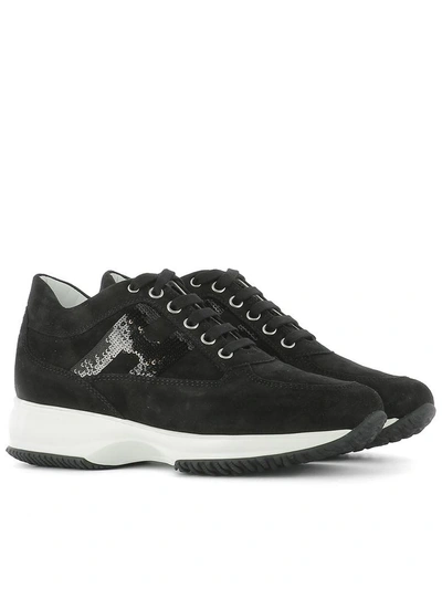 Shop Hogan Black Suede Sneakers