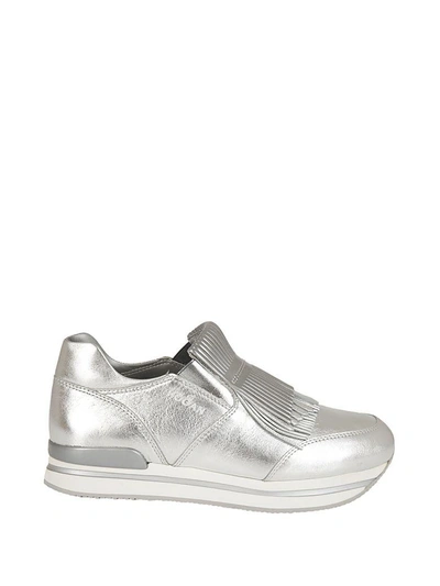 Shop Hogan Fringed Slip-on Sneakers In Silver