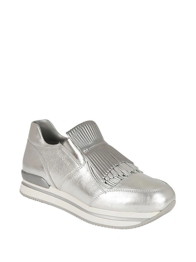 Shop Hogan Fringed Slip-on Sneakers In Silver