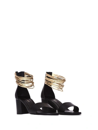 Shop Janet & Janet Licia Black Platinum Sandals In Nero Platino