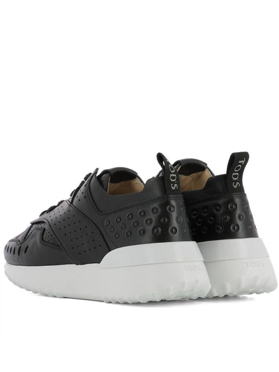 Shop Tod's Black Leather Sneakers