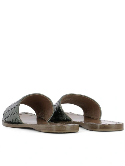 Shop Bottega Veneta Silver Leather Sandals