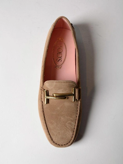 Shop Tod's Double T Loafers In Stabacco Chiaro
