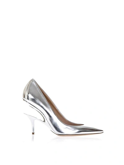 Shop Maison Margiela Mirror Effect Eco Leather Pumps With Cut-out Heel In Silver