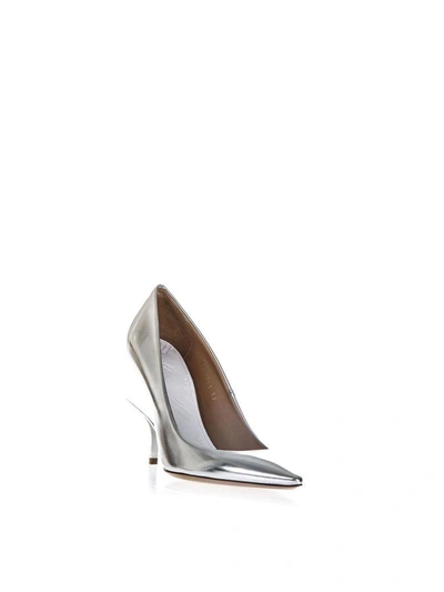 Shop Maison Margiela Mirror Effect Eco Leather Pumps With Cut-out Heel In Silver